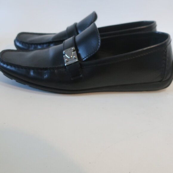 Mens Louis Vuitton Black Leather LV Initial Buckle Loafers 9 1/2 main image 7
